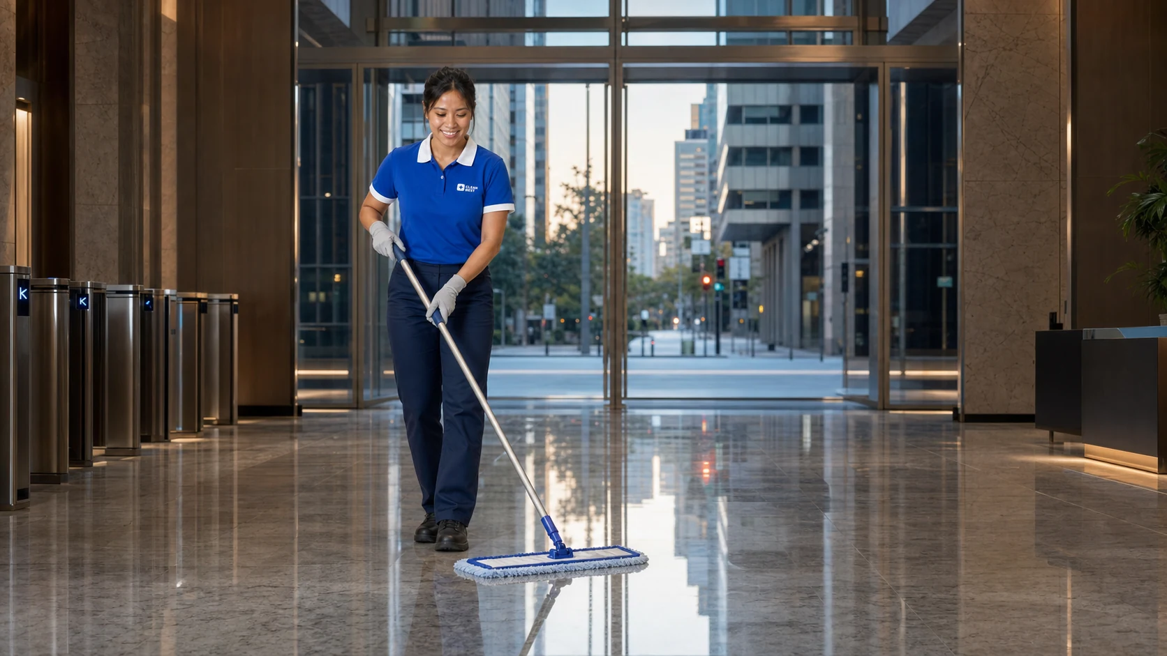 Clean Best commercial cleaner working through a light industrial unit in Silverwater NSW